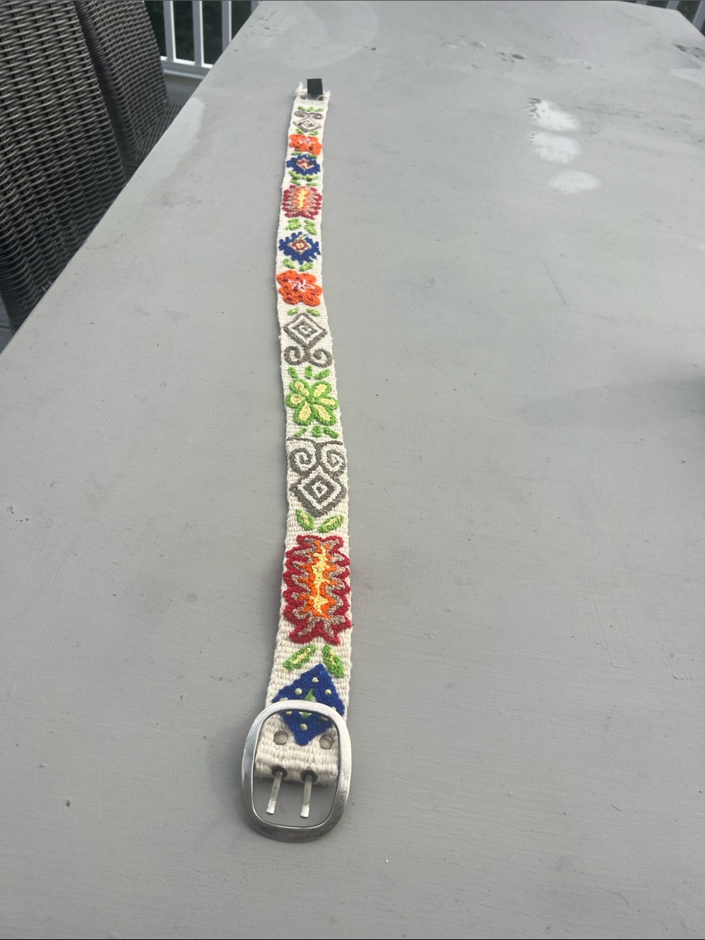 Sundance Embroidered Floral Belt in Cream, Green, Orange, Blue, Red